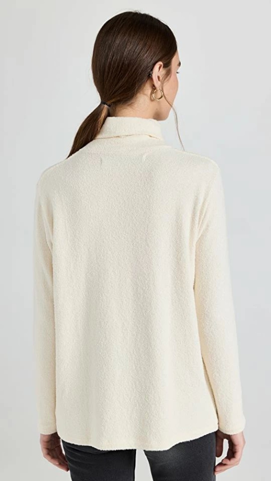 Turtle & Mock Necks * | Cheap Enza Costa Boucle Knit Tunic Turtleneck Winter White