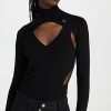 Turtle & Mock Necks * | Outlet Dion Lee Merino Double Lock Slit Skivvy Sweater Black/Black