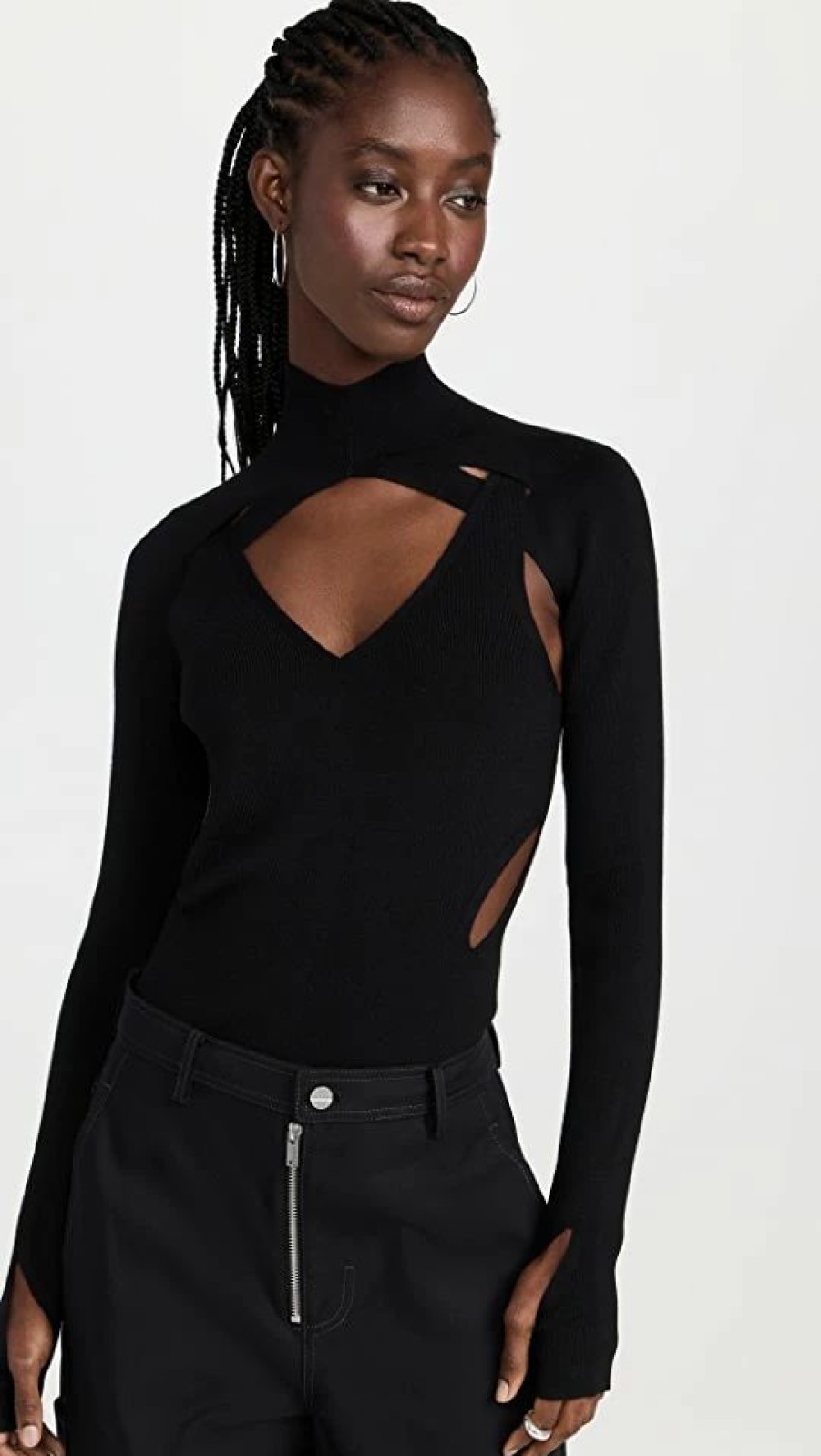 Turtle & Mock Necks * | Outlet Dion Lee Merino Double Lock Slit Skivvy Sweater Black/Black