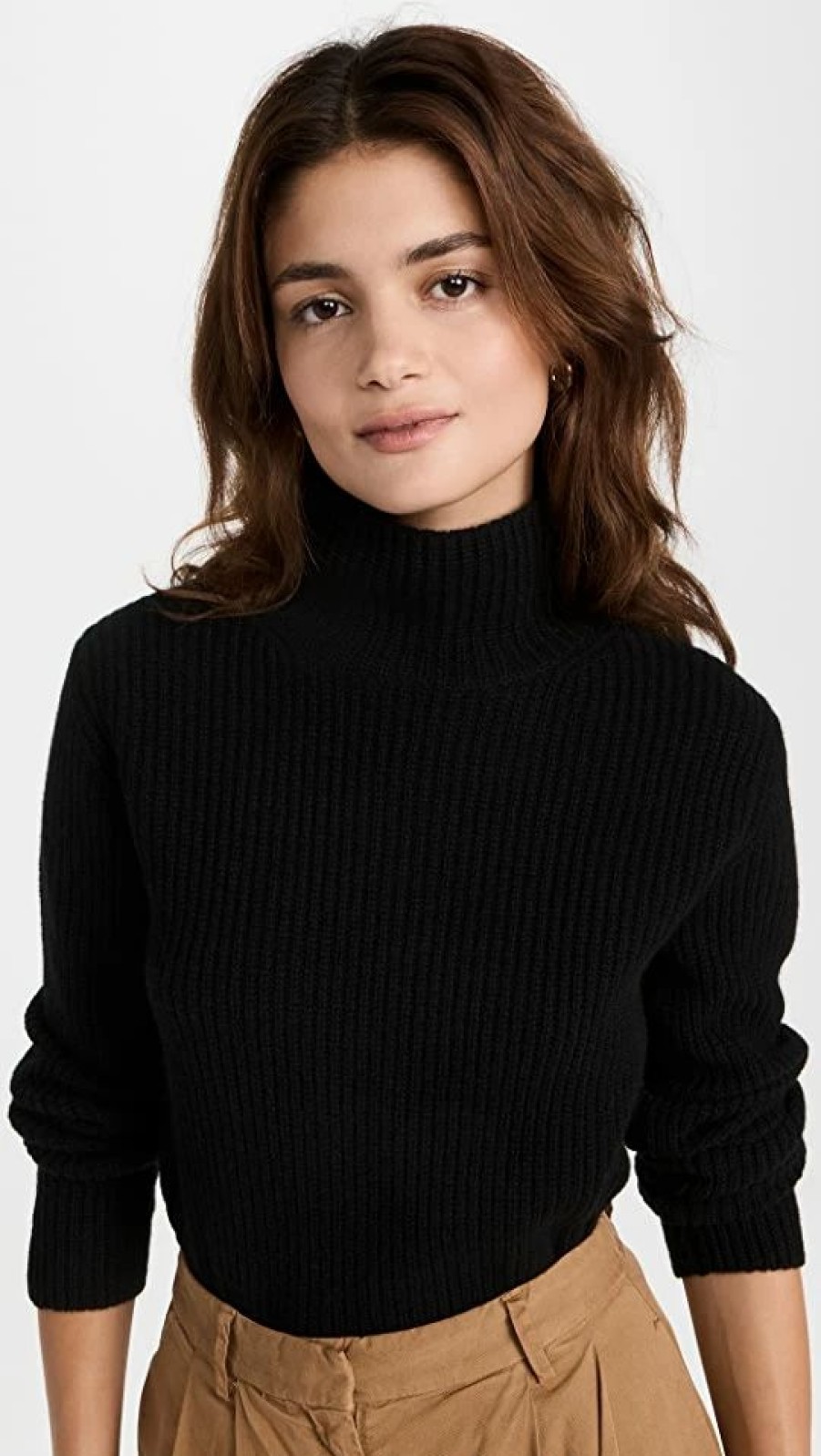 Turtle & Mock Necks * | Best Deal Vince Shaker Rib Cashmere Turtleneck Black