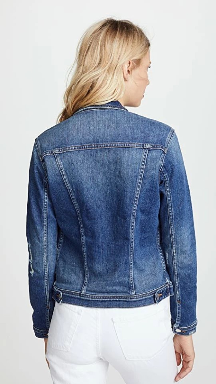 Jean Jackets * | Hot Sale L'Agence Celine Slim Fit Distressed Jacket Authentique Distressed