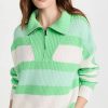 Turtle & Mock Necks * | Promo Solid & Striped The Adriana Half Zip Sweater Seafoam