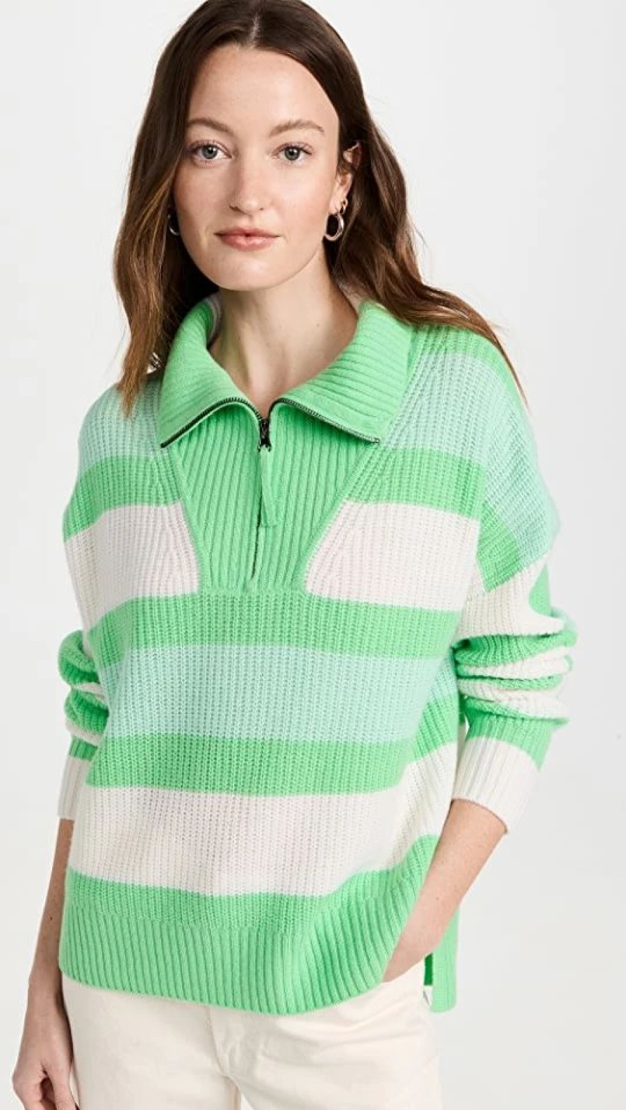 Turtle & Mock Necks * | Promo Solid & Striped The Adriana Half Zip Sweater Seafoam