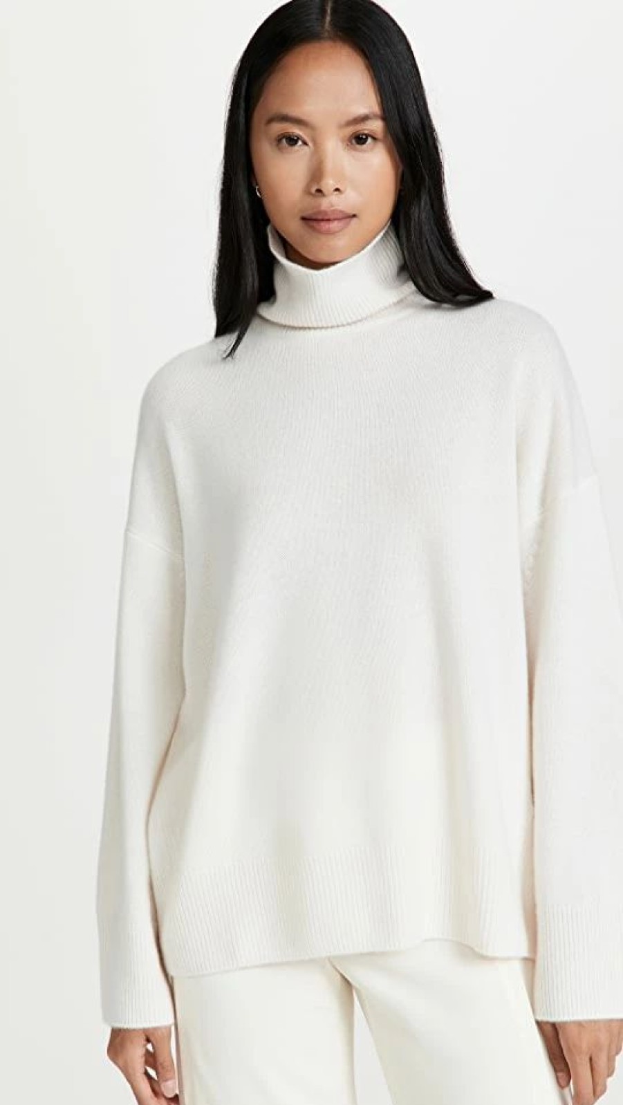 Turtle & Mock Necks * | Hot Sale Le Kasha Suedes Cashmere Sweater White