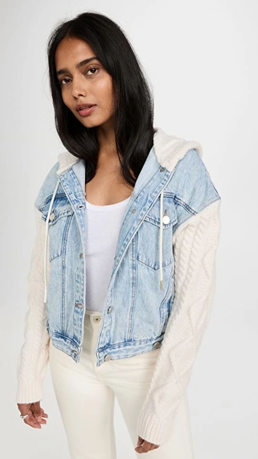 Jean Jackets * | Best Deal Blanknyc Blooming Denim Sweater Jacket