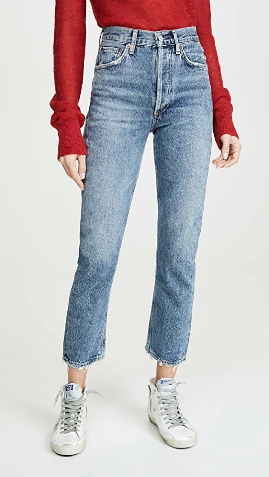 Distressed Jeans * | Coupon Agolde Riley High Rise Straight Crop Jeans Frequency