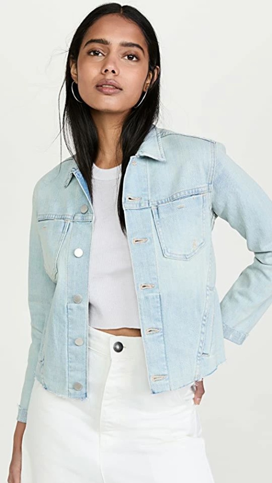 Jean Jackets * | New L'Agence Janelle Slim Raw Edge Jacket Indio