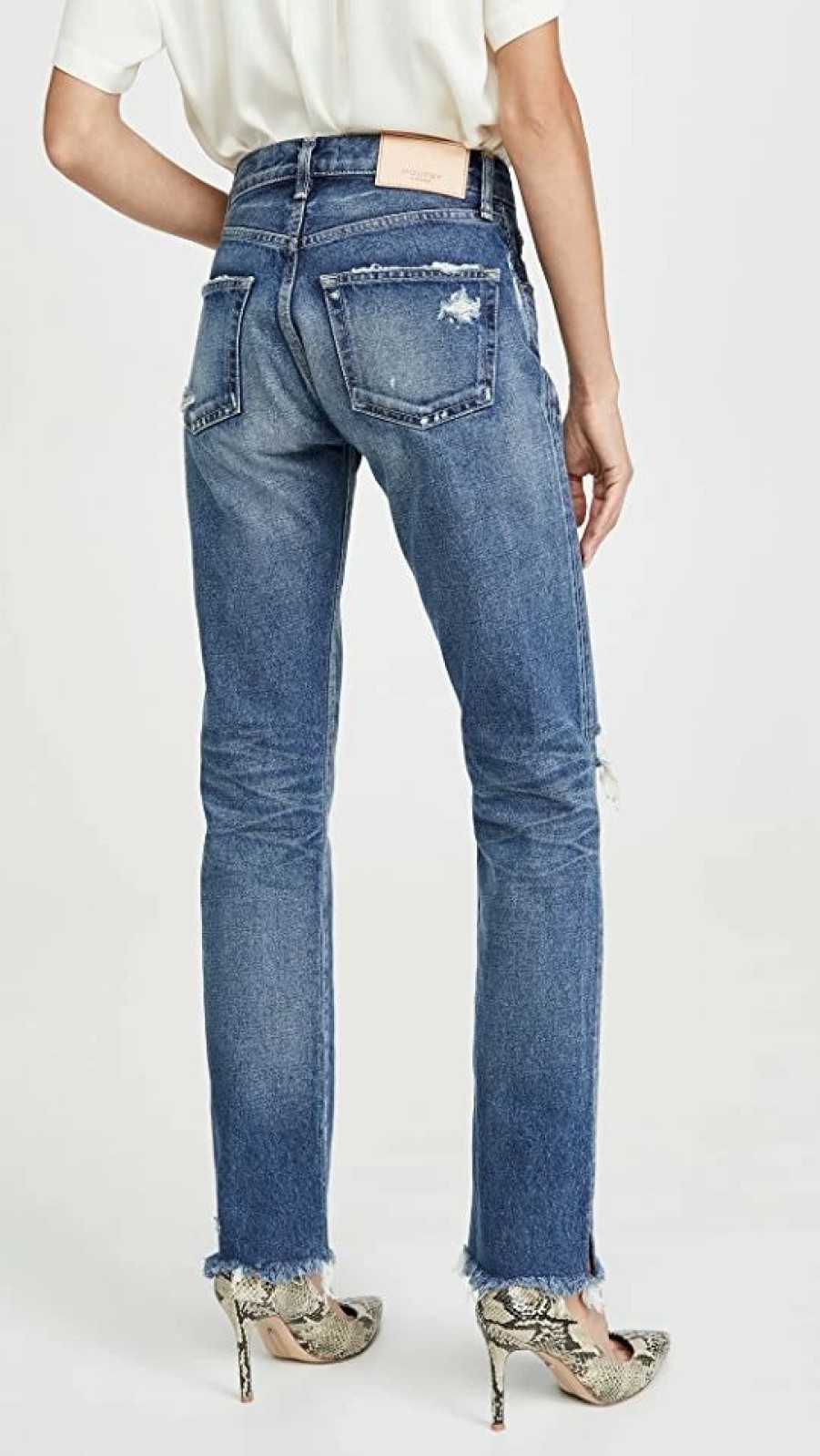 Distressed Jeans * | Cheap Moussy Vintage Guilford Straight Jeans Blue