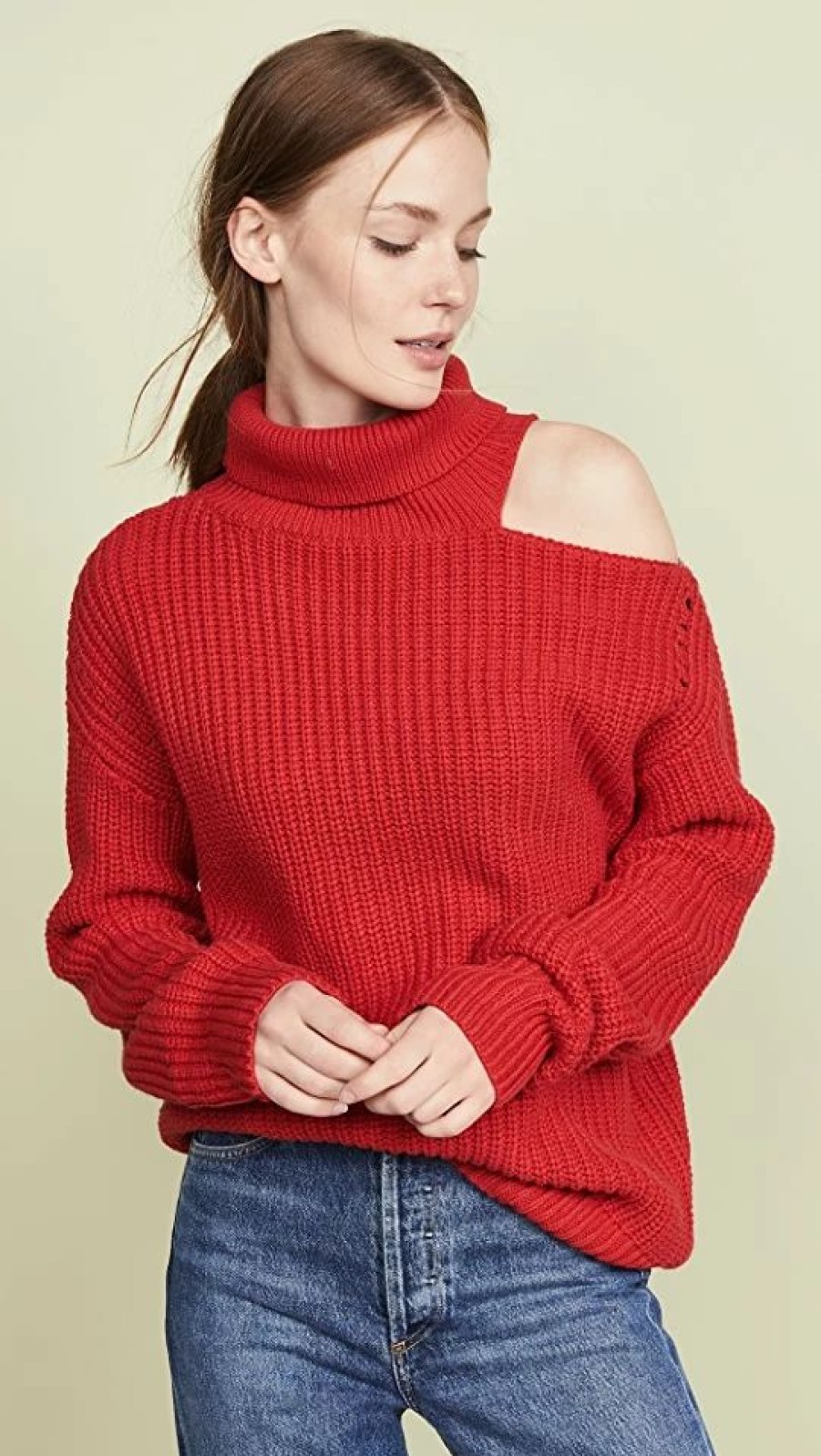 Turtle & Mock Necks * | Promo Astr The Label Sepulveda Sweater Cherry Red