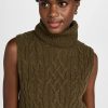 Turtle & Mock Necks * | Flash Sale Vince Twisted Cable Shell Top Dk Vine