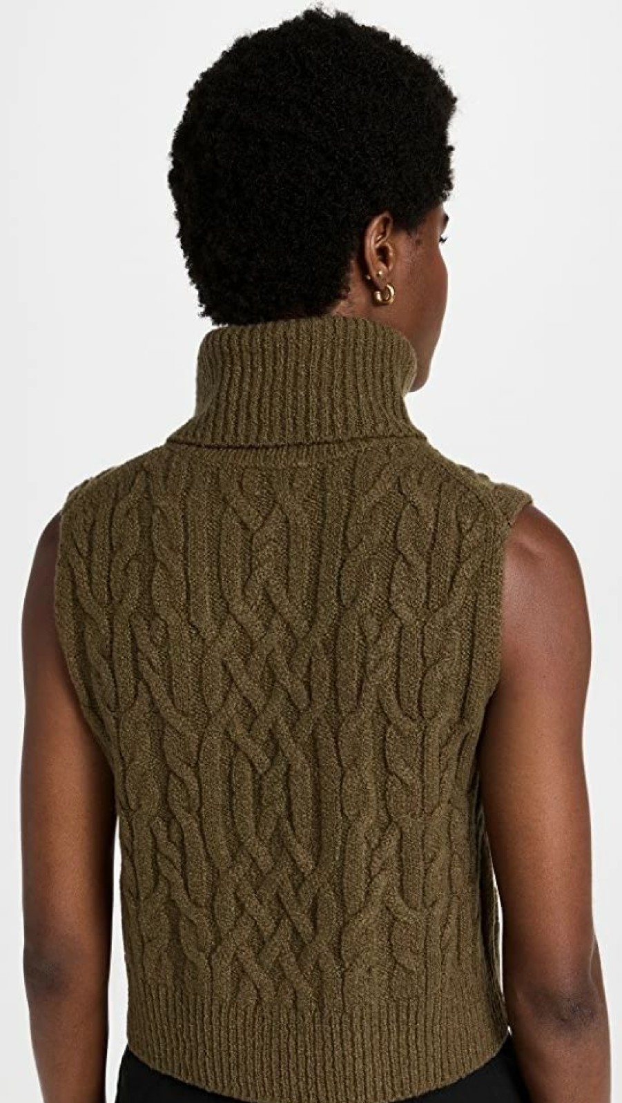 Turtle & Mock Necks * | Flash Sale Vince Twisted Cable Shell Top Dk Vine