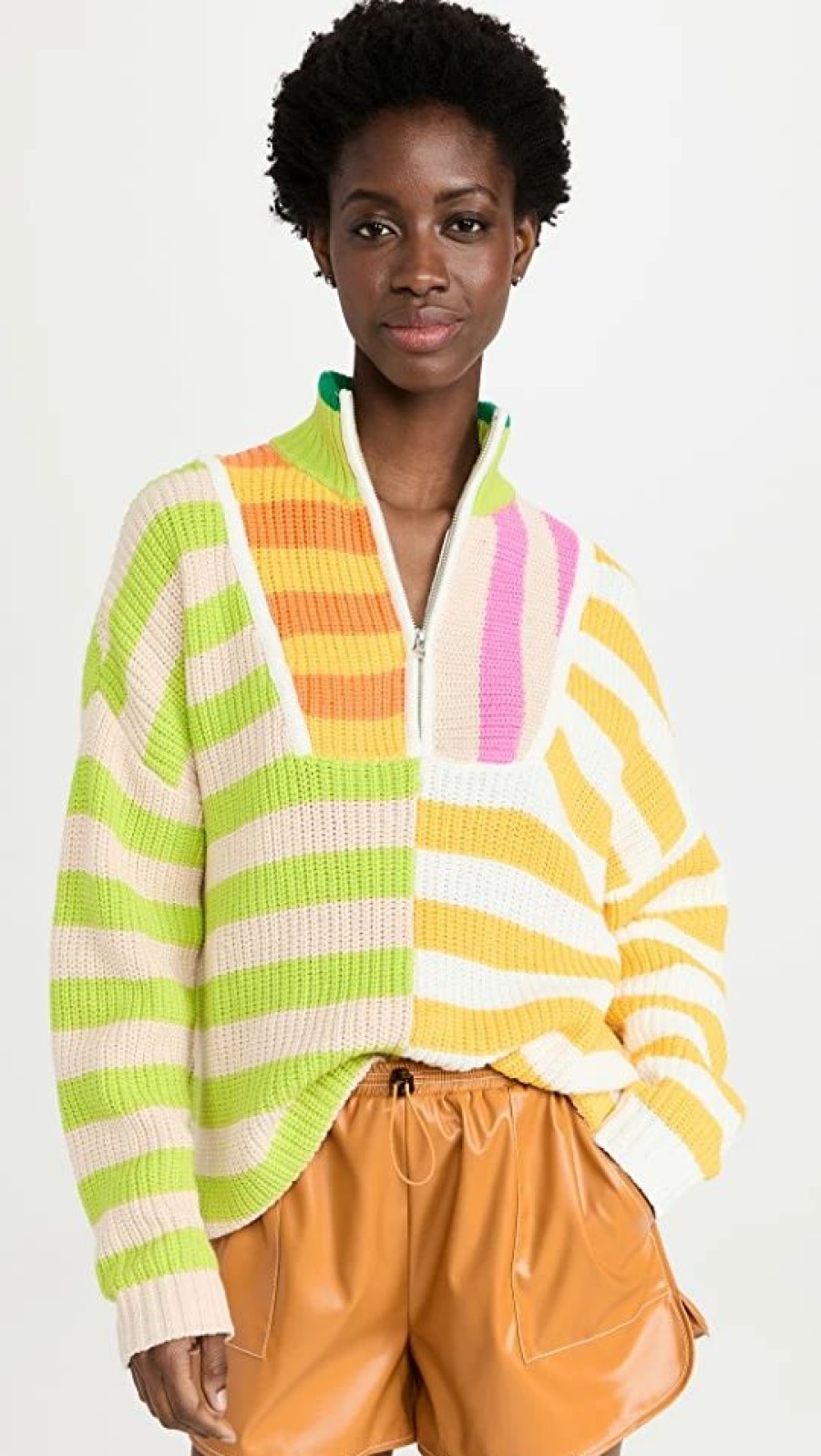 Turtle & Mock Necks * | Budget Staud Hampton Sweater Capri Stripe Multi