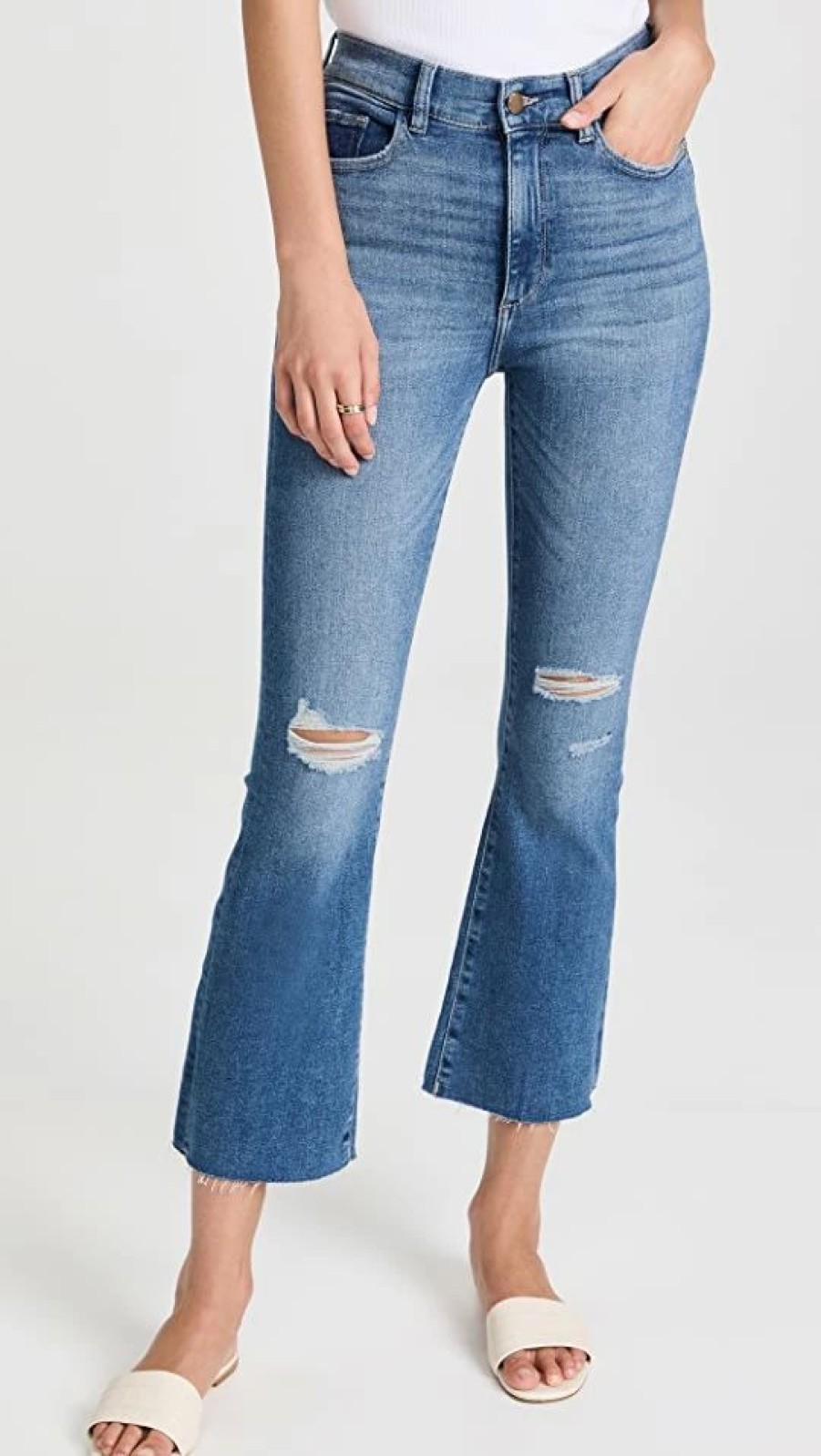 Distressed Jeans * | Best Deal Dl1961 Bridget Boot: Instasculpt Crop Jeans Waterloo Distressed (Performan