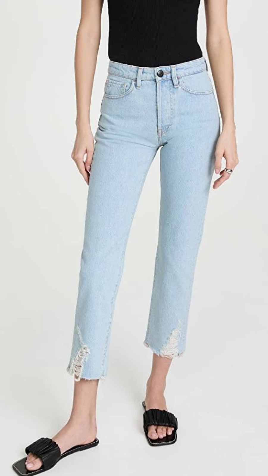 Distressed Jeans * | Buy 3 1 Higher Ground Boyfriend Destroyed Hem Jeans Summer