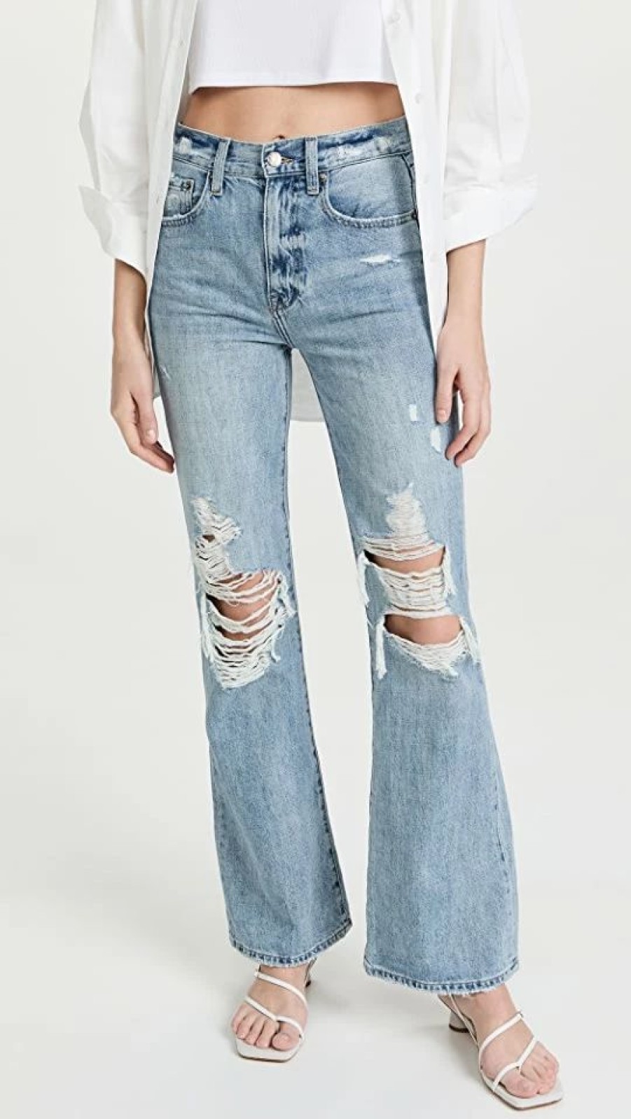 Distressed Jeans * | Discount Pistola Denim Stevie High Rise Flare Jeans Palms Distressed