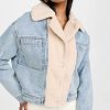 Jean Jackets * | Flash Sale Scotch & Soda Faux Fur Teddy Lined Denim Trucker Jacket Washed Indigo