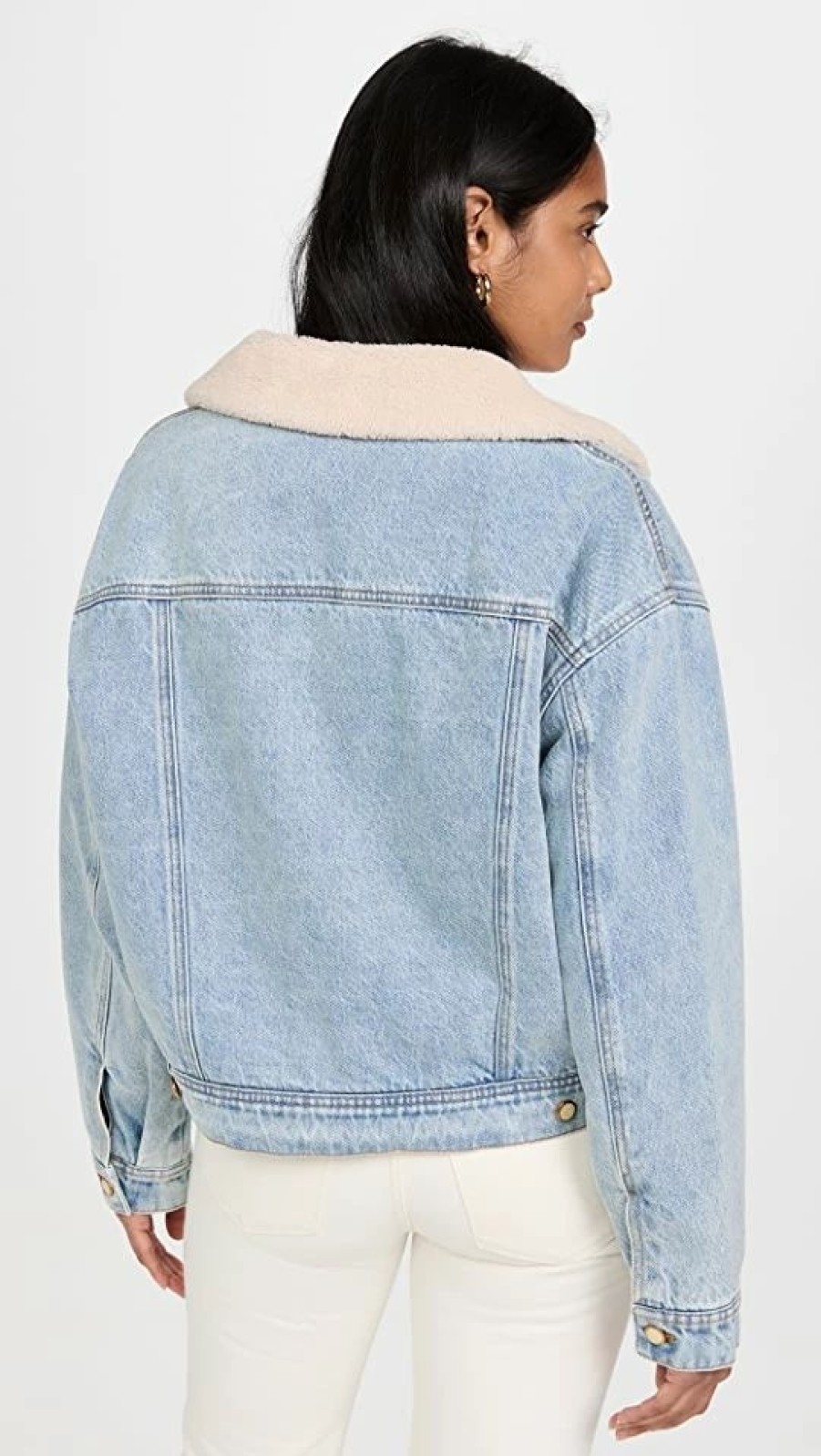 Jean Jackets * | Flash Sale Scotch & Soda Faux Fur Teddy Lined Denim Trucker Jacket Washed Indigo