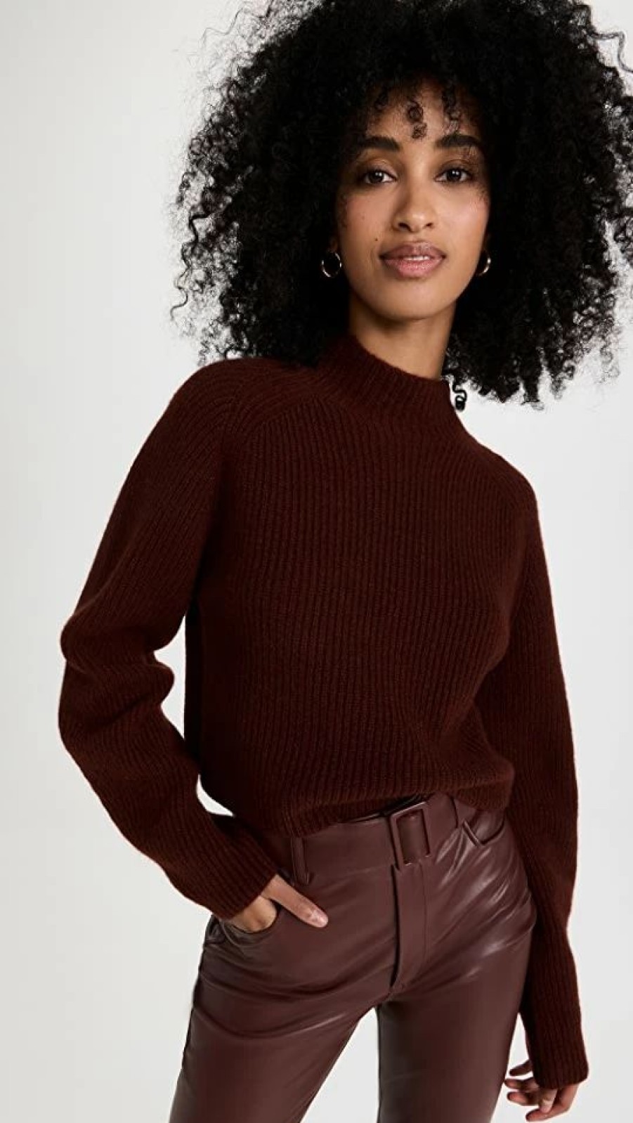 Turtle & Mock Necks * | Cheapest Lapointe Airy Cashmere And Silk Cropped Raglan Sweater Mahogany