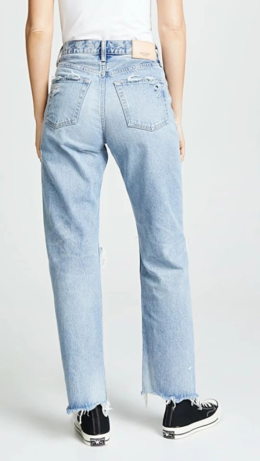 Distressed Jeans * | Best Sale Moussy Vintage Mv Odessa Wide Straight Jeans Blue