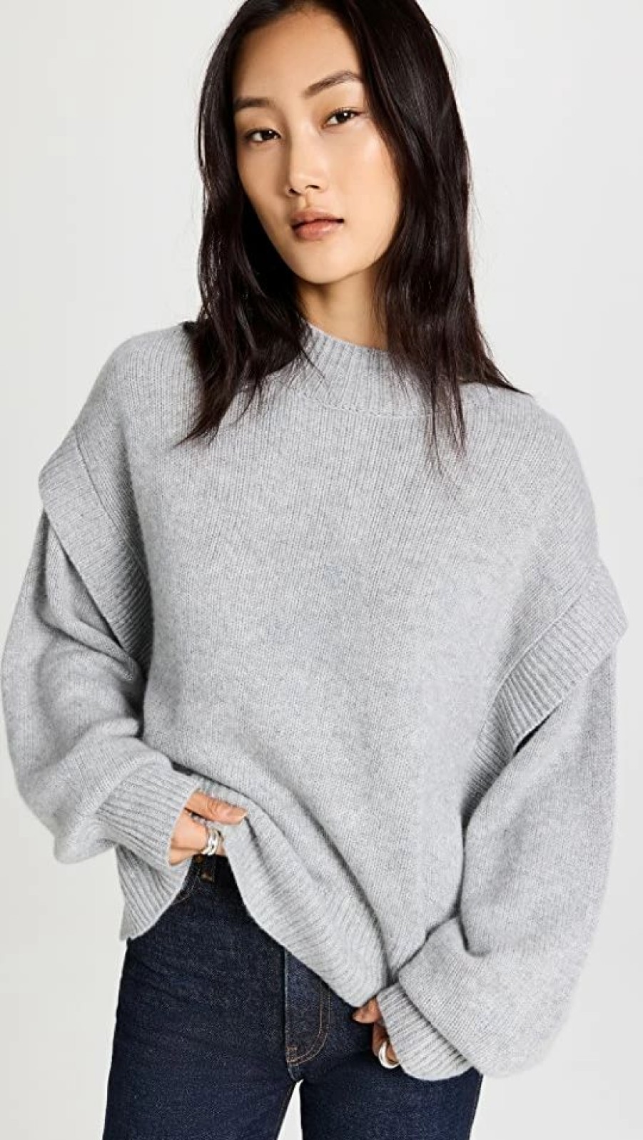 Turtle & Mock Necks * | Discount Le Kasha Osaka 2 Sweater Light Grey