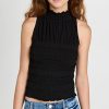 Turtle & Mock Necks * | Hot Sale Frame Smocked Knit Halter Top Noir