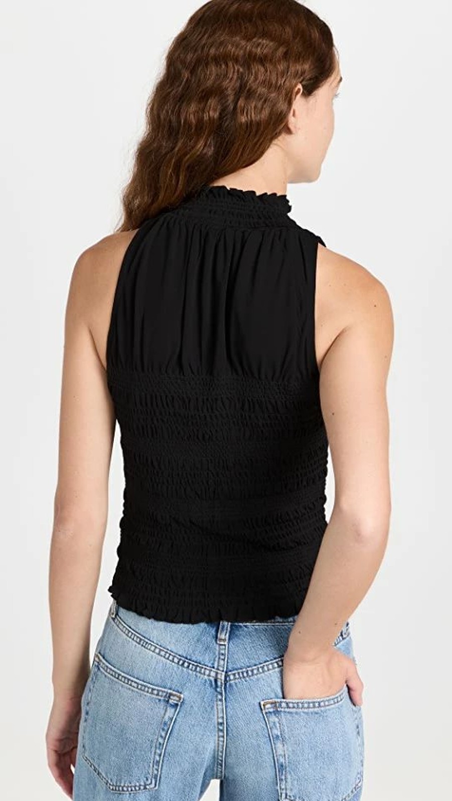 Turtle & Mock Necks * | Hot Sale Frame Smocked Knit Halter Top Noir