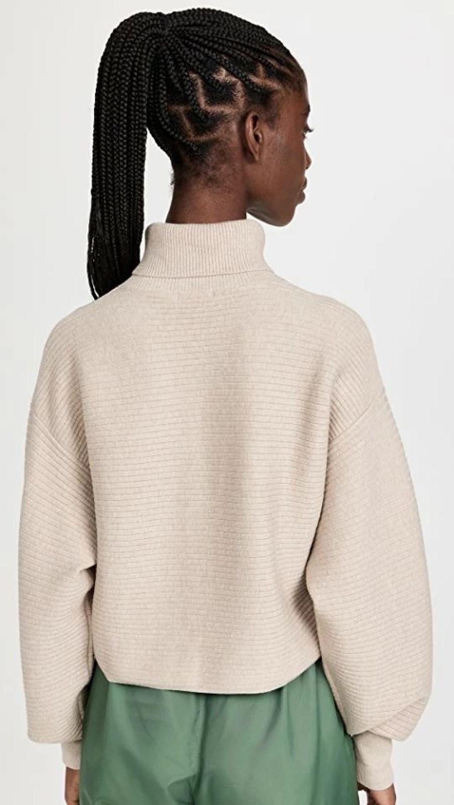 Turtle & Mock Necks * | Buy Good American Wide Rib Crop Pullover Oatmeal Heather001