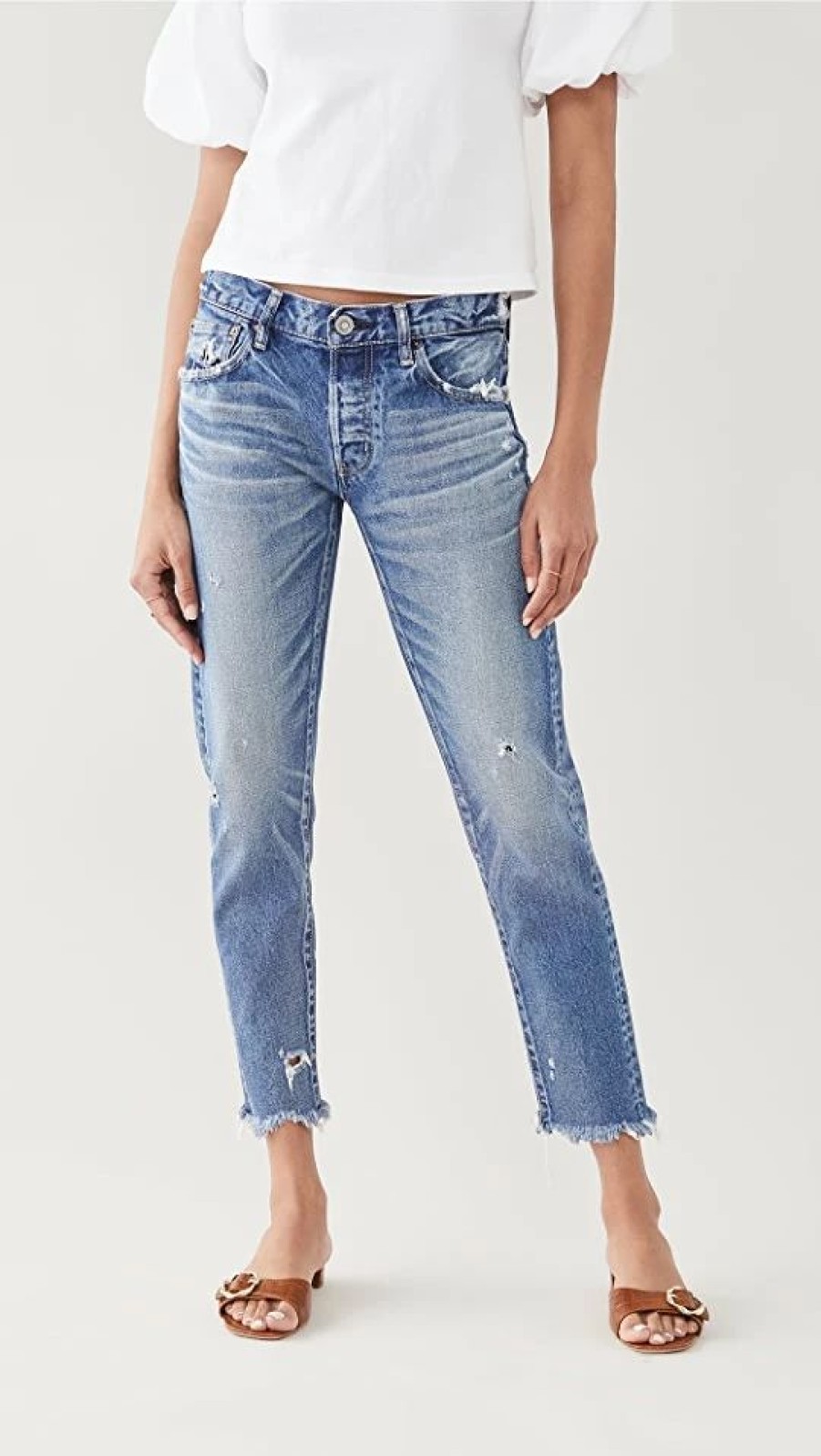 Distressed Jeans * | Outlet Moussy Vintage Mv Keller Tapered Blu