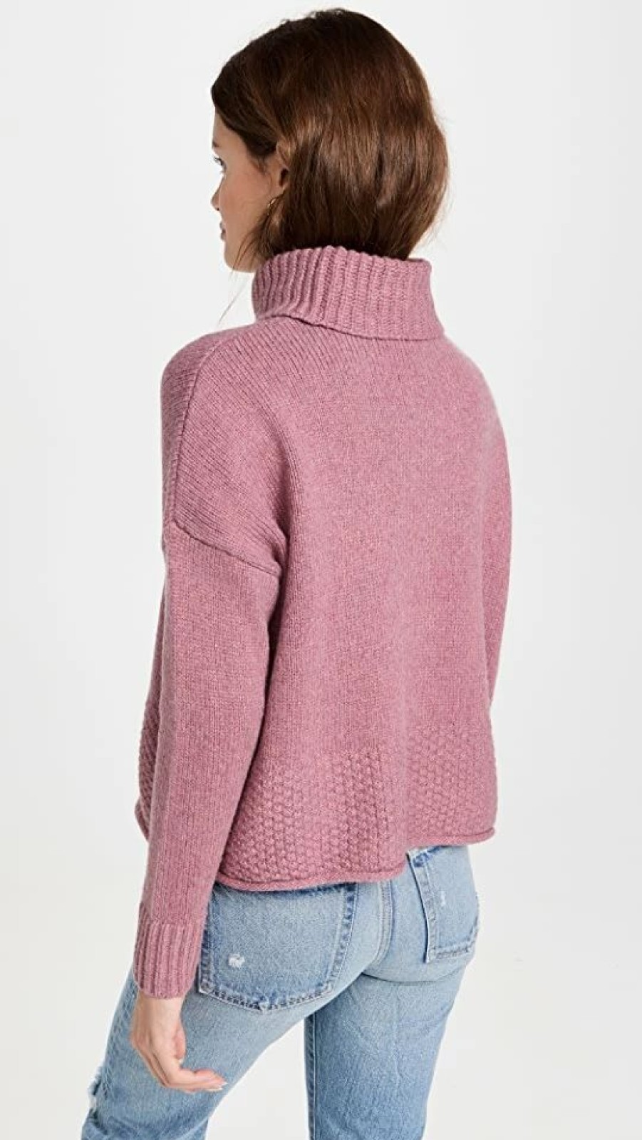 Turtle & Mock Necks * | Buy Madewell Corsica Stitch Mix Turtleneck Hthr Mauve