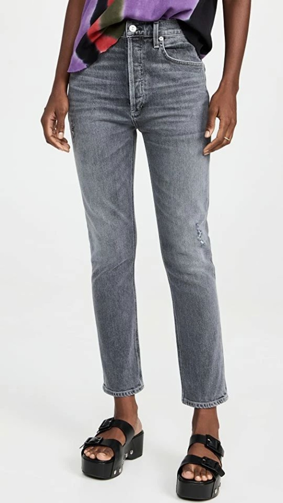 Distressed Jeans * | Wholesale Citizens Of Humanity Jolene High Rise Vintage Slim Jeans Graphite