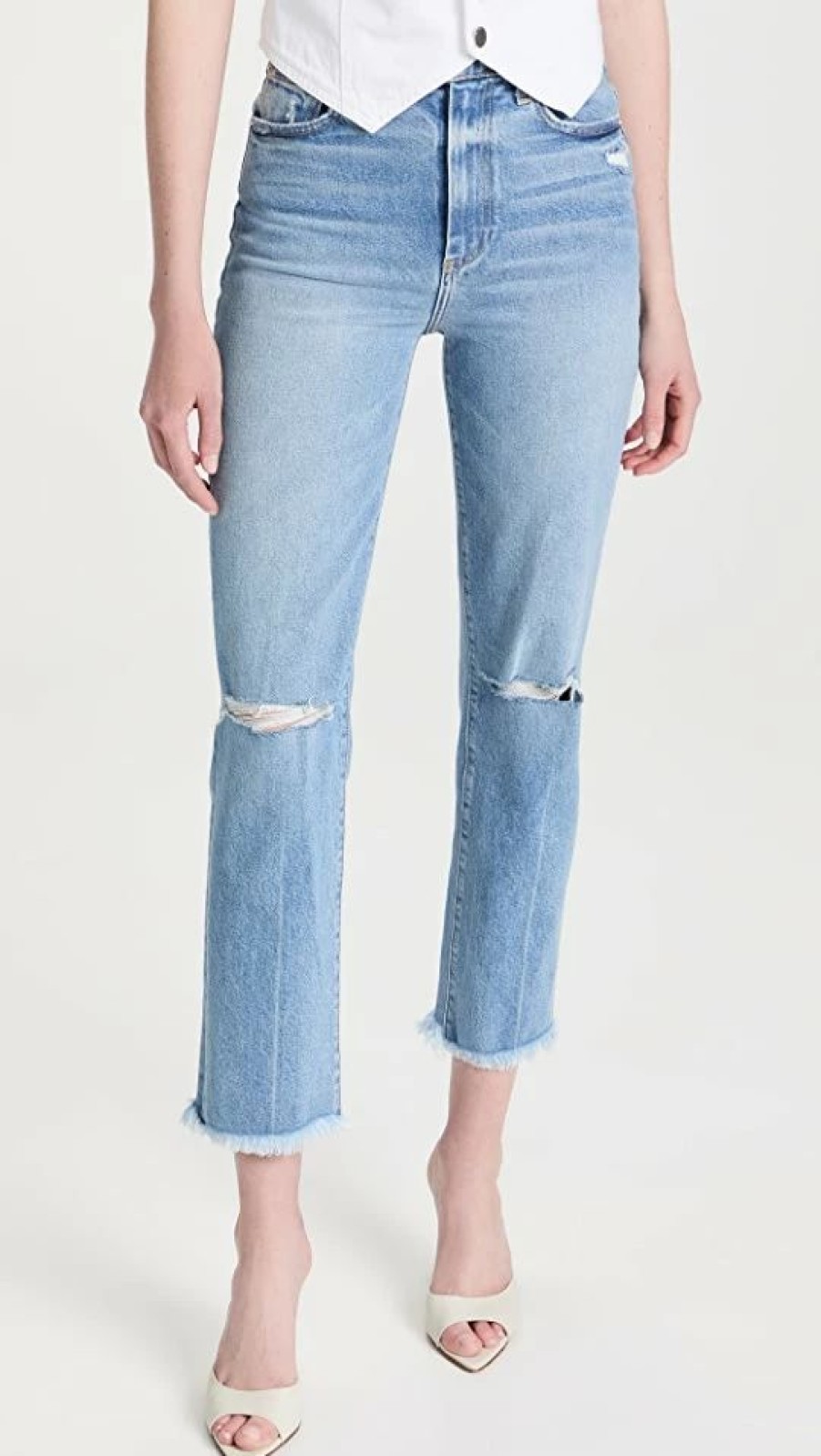 Distressed Jeans * | Outlet Le Jean Sabine Straight Leg Jeans Poolside Wash