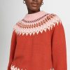 Turtle & Mock Necks * | Cheapest Birds Of Paradis Kimi Oversized Fair Isle Sweater Amaranth