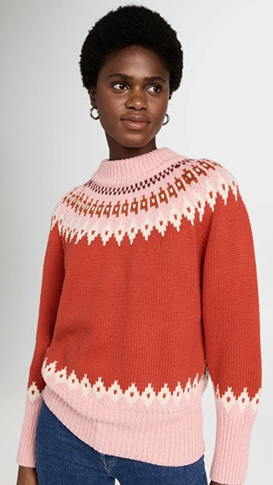 Turtle & Mock Necks * | Cheapest Birds Of Paradis Kimi Oversized Fair Isle Sweater Amaranth