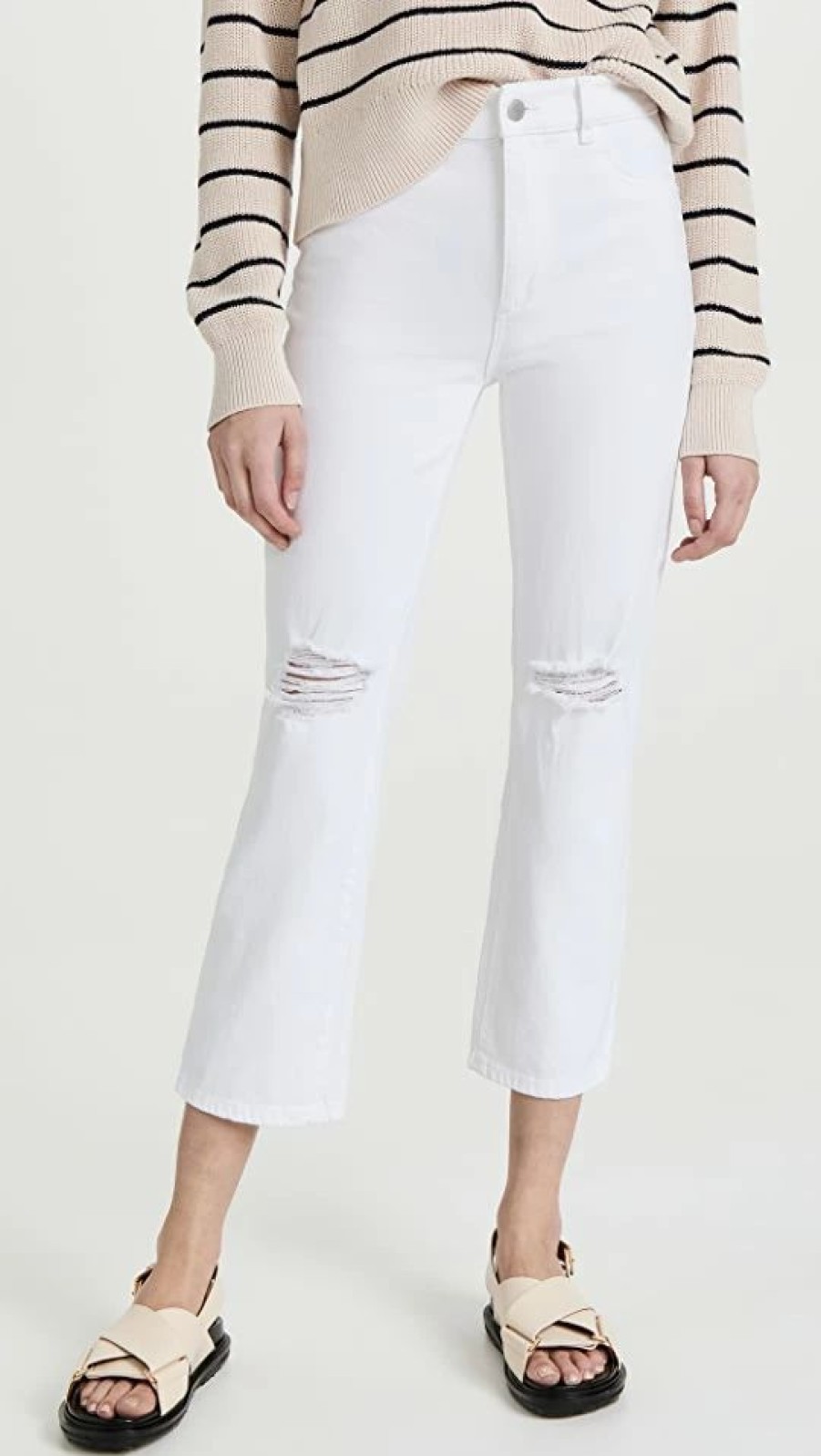 Distressed Jeans * | Wholesale Dl1961 Patti Straight High Rise Ankle Jeans White Distressed