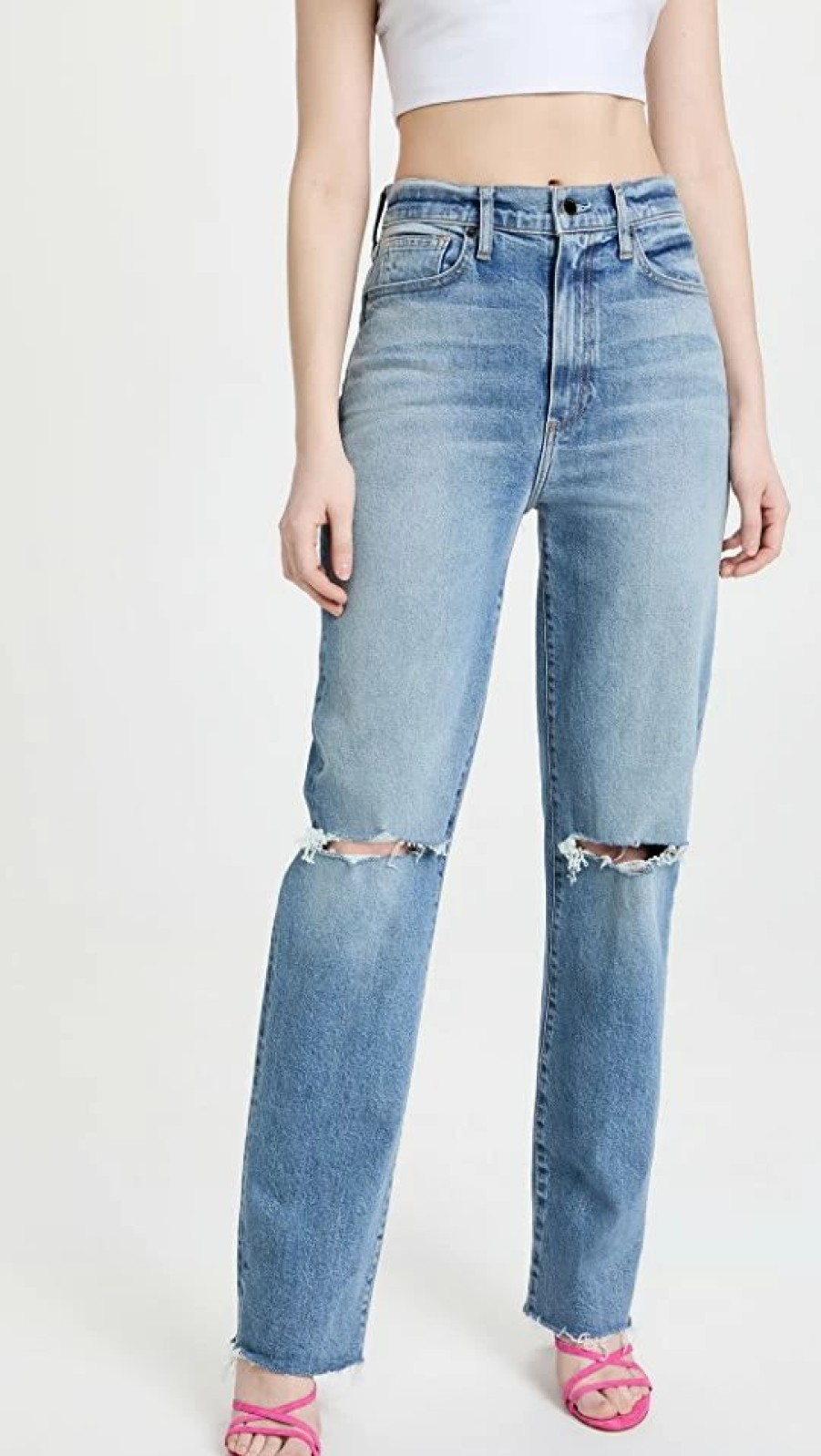 Distressed Jeans * | New Le Jean Hr Sabine Straight Jeans High Tide Wash