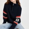 Turtle & Mock Necks * | Discount Kule The Ski Zip Neck Sweater Navy