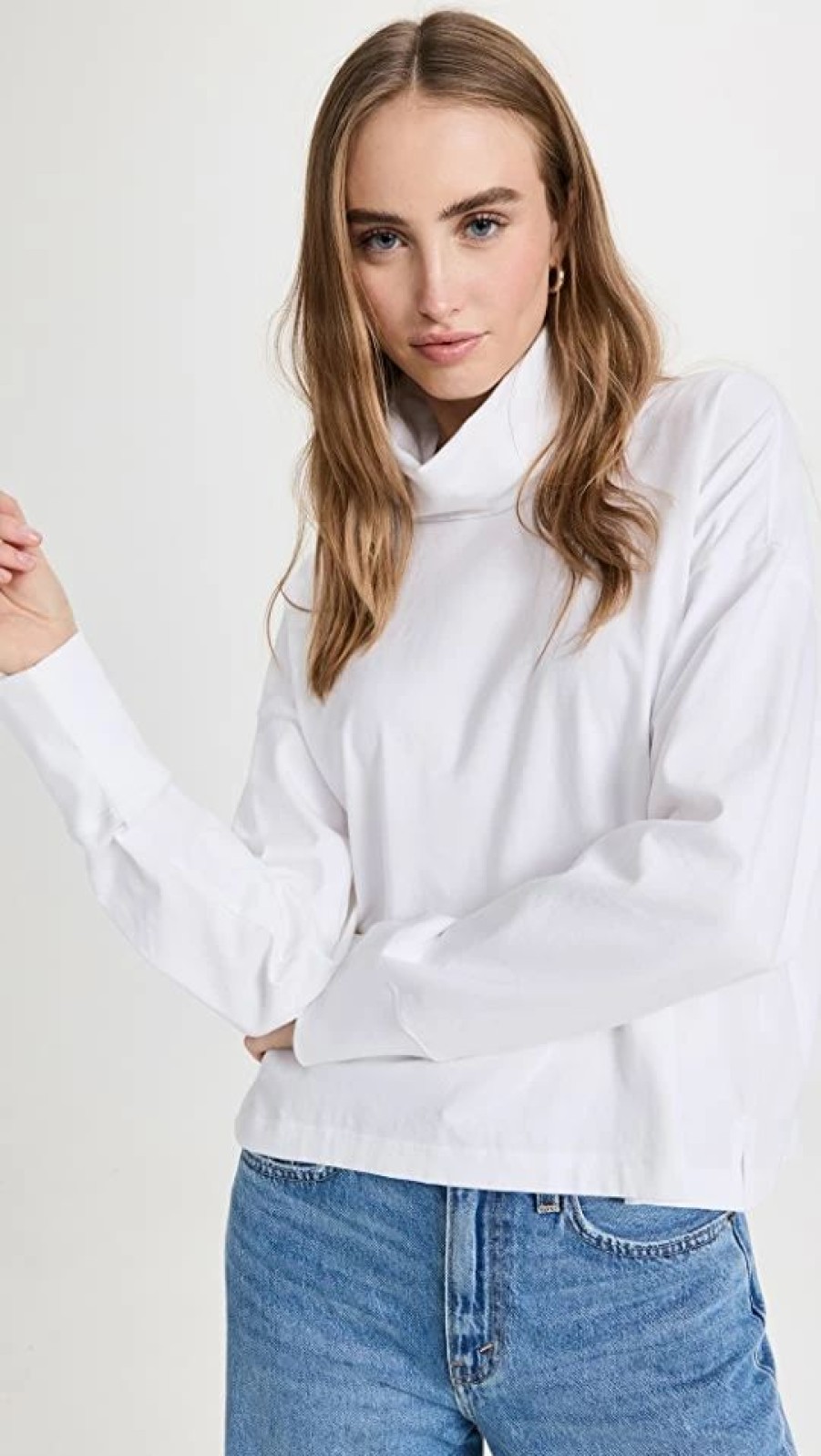 Turtle & Mock Necks * | Best Reviews Of Atm Anthony Thomas Melillo Heavy Cotton Oversized Turtleneck White