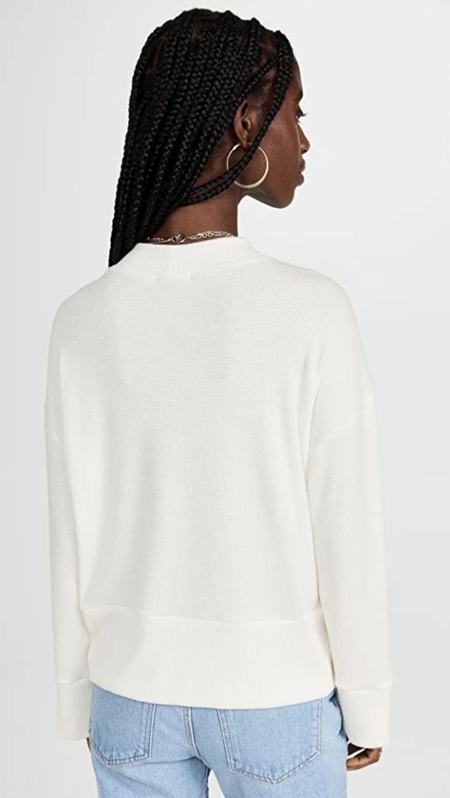 Turtle & Mock Necks * | Deals Lna Kasen Waffle Mock Neck Ivory