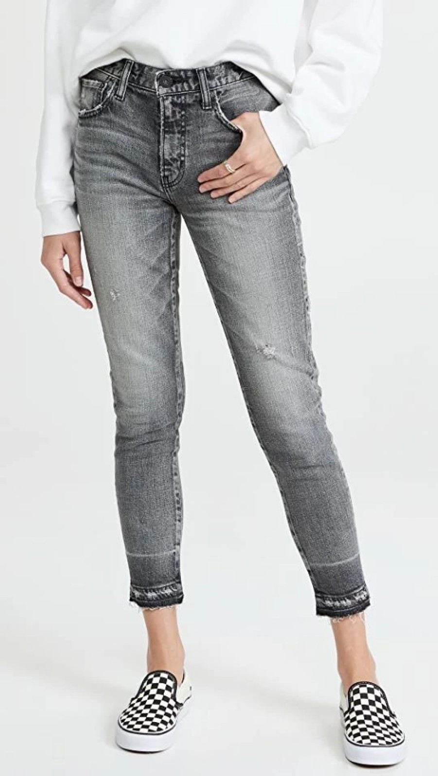 Distressed Jeans * | Best Reviews Of Moussy Vintage Mv Cadet Skinny Jeans L/Blk