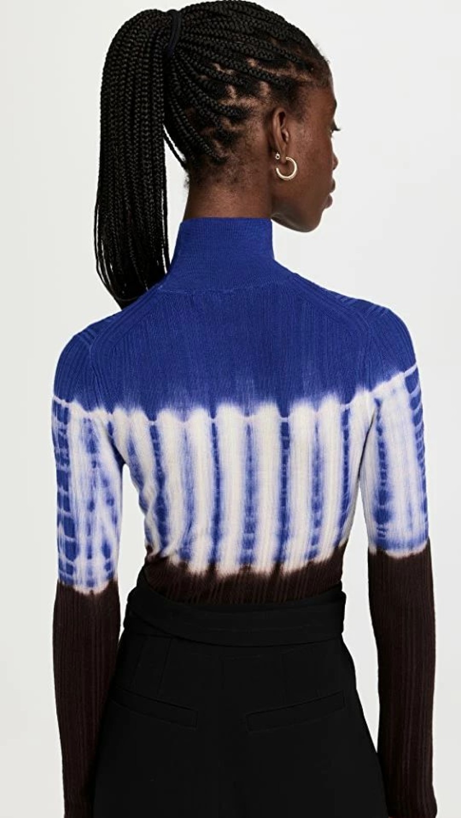 Turtle & Mock Necks * | Deals Proenza Schouler White Label Tie Dye Turtleneck Ultramarine/Chocolate