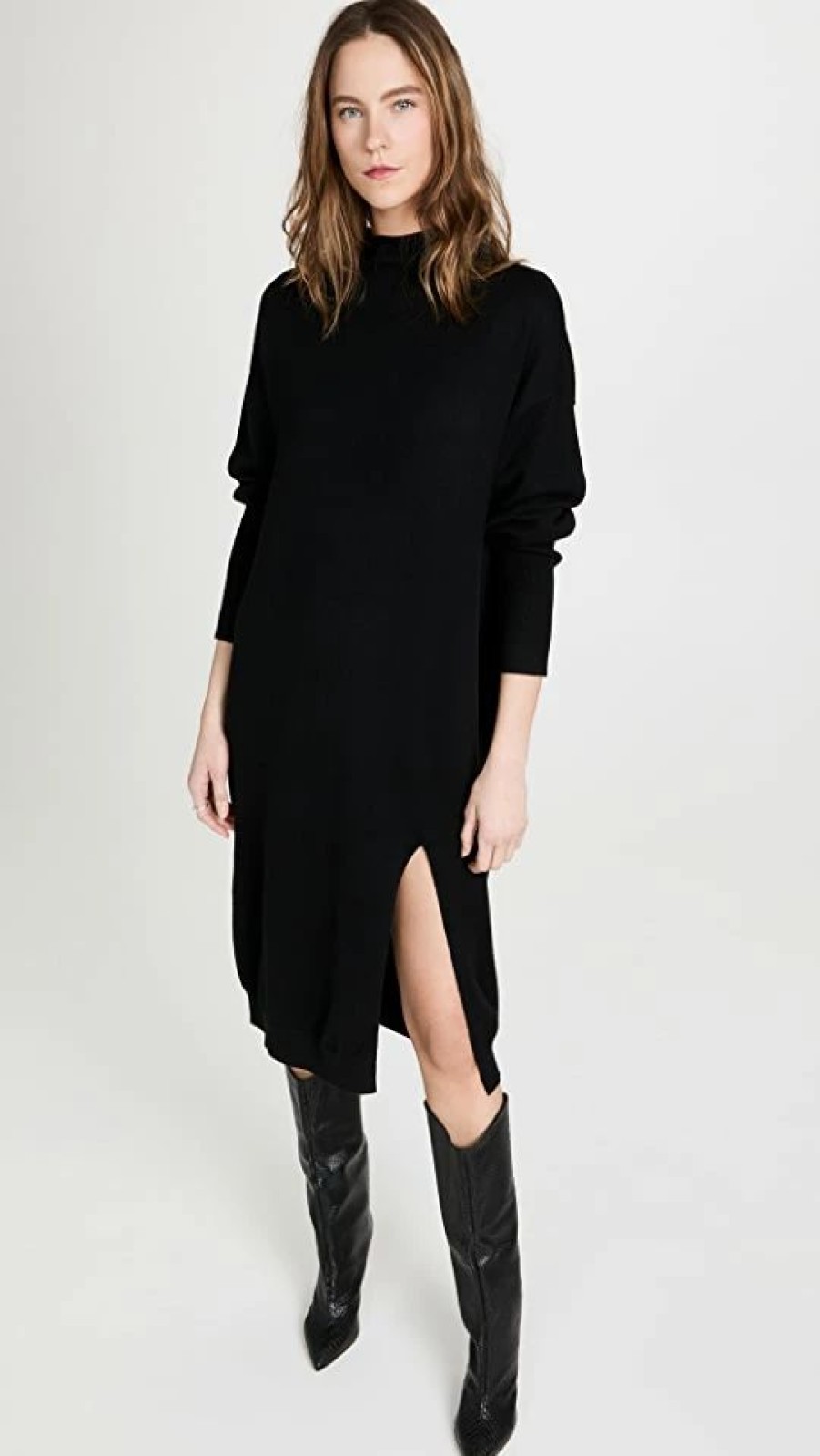 Turtle & Mock Necks * | Deals Line & Dot Beverly Sweater Dress Black