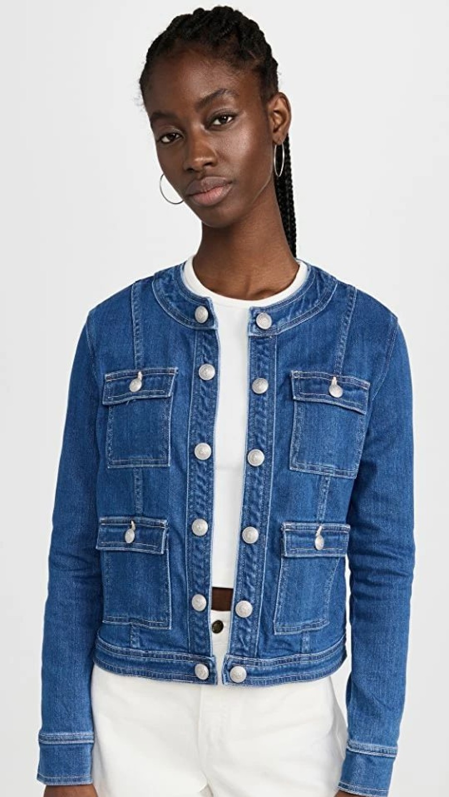 Jean Jackets * | Flash Sale L'Agence Yari Collarless Jacket Century