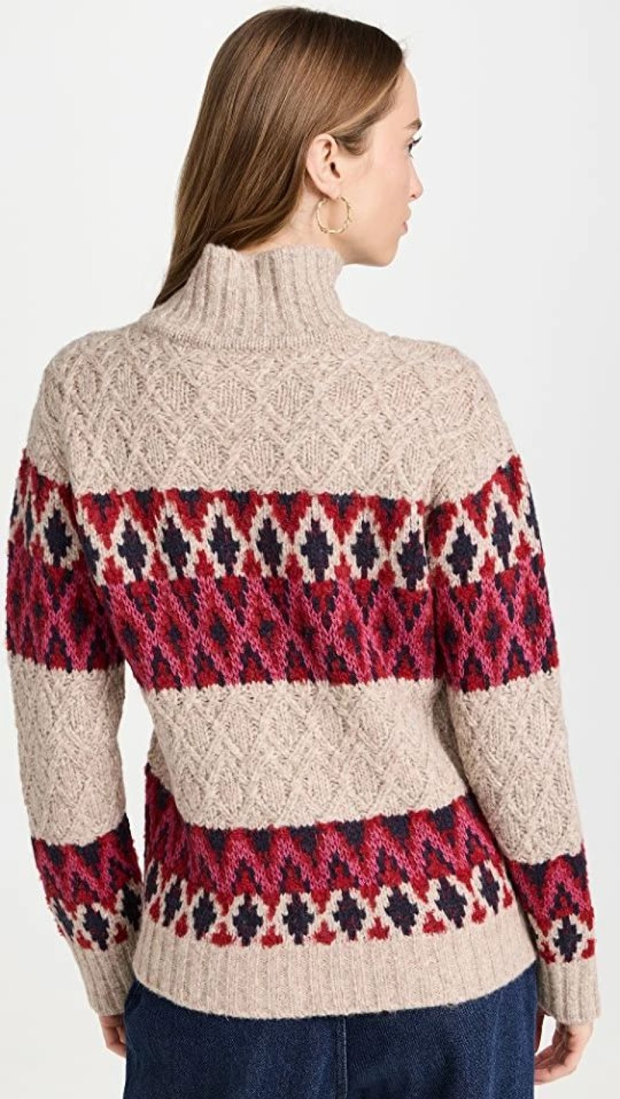 Turtle & Mock Necks * | Flash Sale Faherty Frost Fair Isle Turtleneck Festive Pop