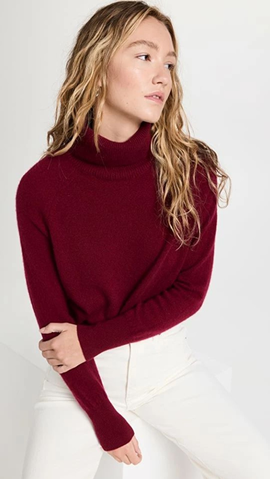 Turtle & Mock Necks * | Brand New White + Warren Cashmere Essential Turtleneck Rosewood