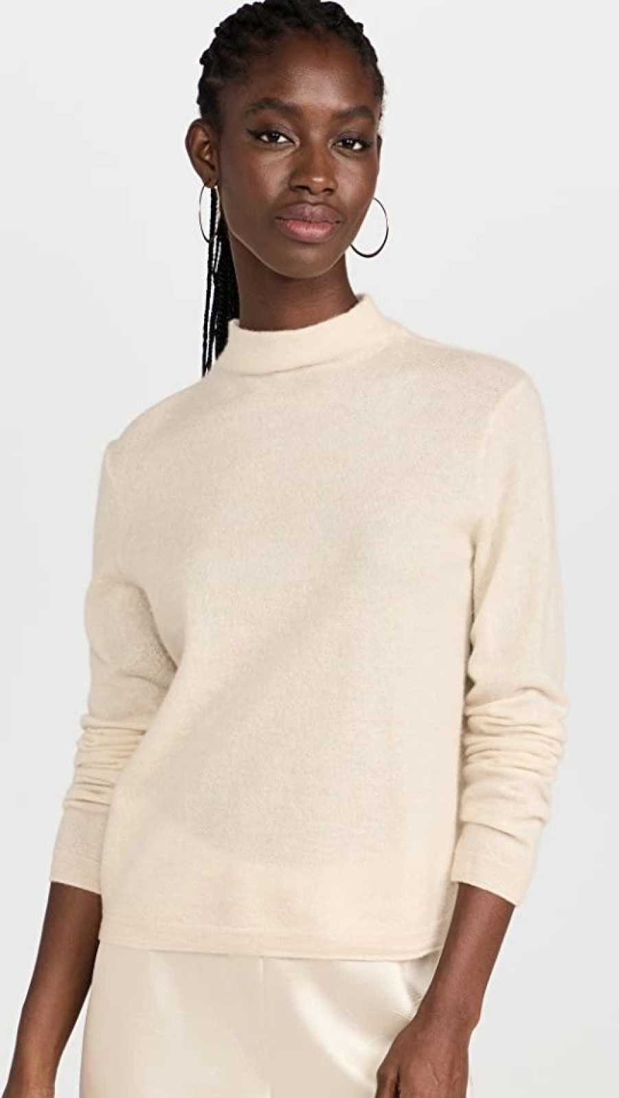 Turtle & Mock Necks * | Promo Vince Mock Neck Boiled Cashmere Sweater Ecru