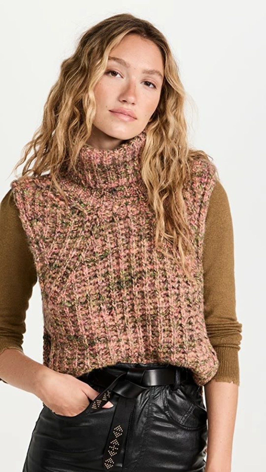 Turtle & Mock Necks * | Best Reviews Of Isabel Marant Etoile Meggy Turtleneck Sweater Vest Multicolor