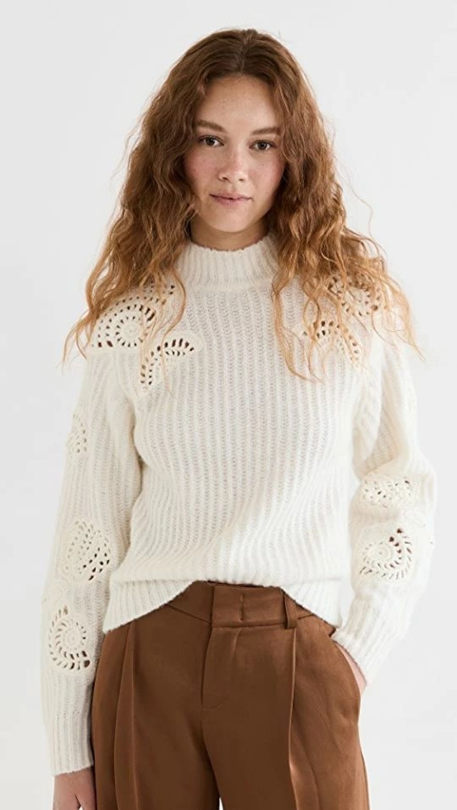 Turtle & Mock Necks * | Top 10 Vince Crochet Shell Sweater Off White