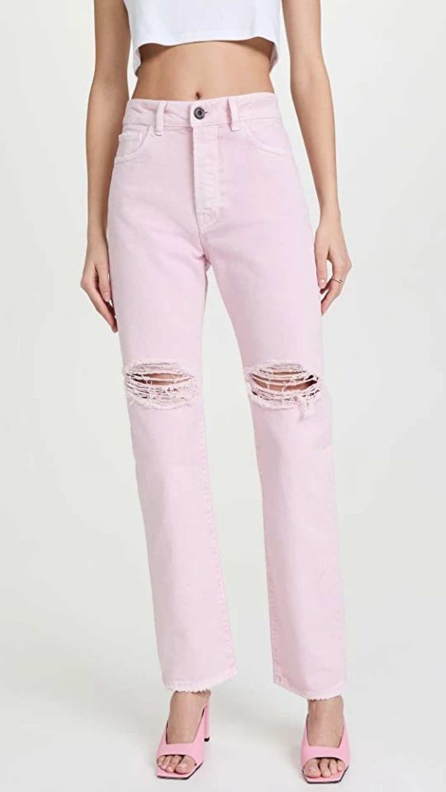 Distressed Jeans * | Deals 3 1 Sabina Destroyed Jeans Mineral Rose