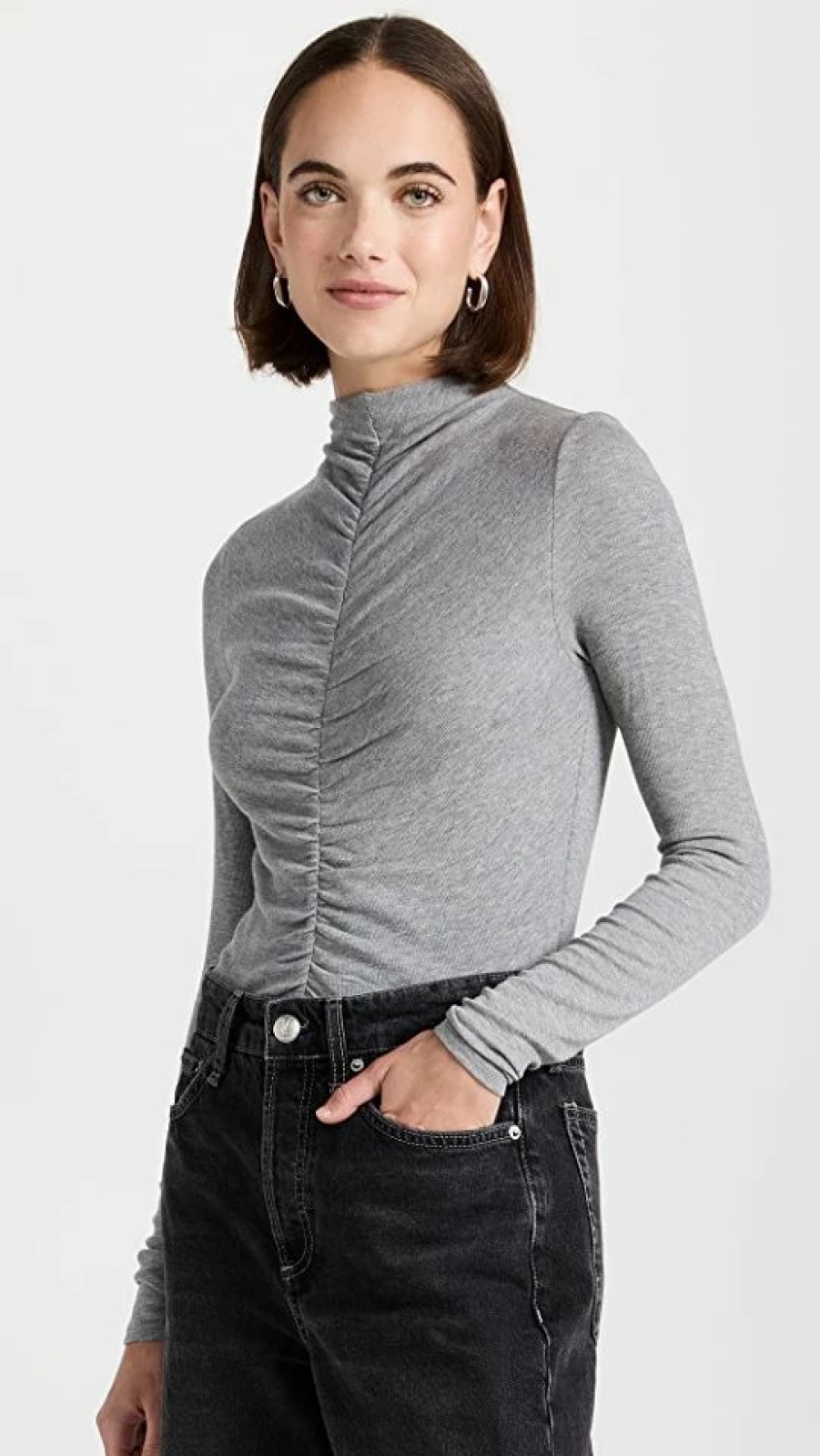 Turtle & Mock Necks * | Brand New Veronica Beard Jean Theresa Turtleneck Heather Grey