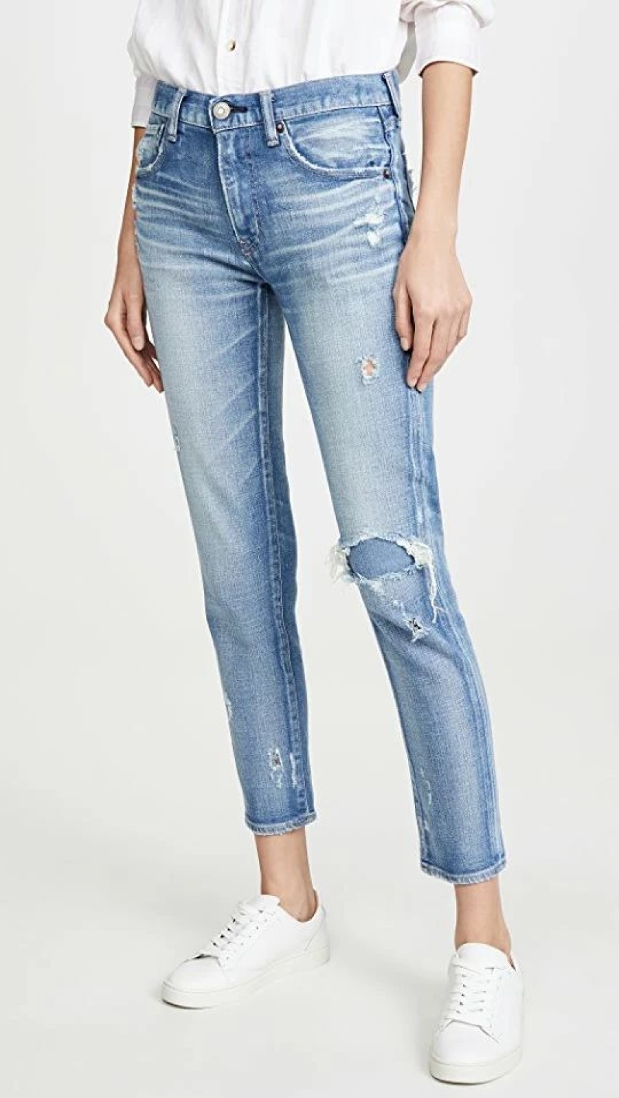 Distressed Jeans * | Hot Sale Moussy Vintage Lenwood Skinny Jeans Light Blue